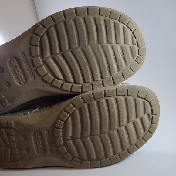 Crocs Santa Cruz Canvas Slip-On Shoes Loafers Men's 9 Tan Khaki Distressed Vibe - Picture 7 of 10